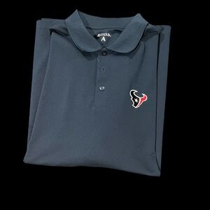 Antigua Blue Polo with Texans Logo short sleeve